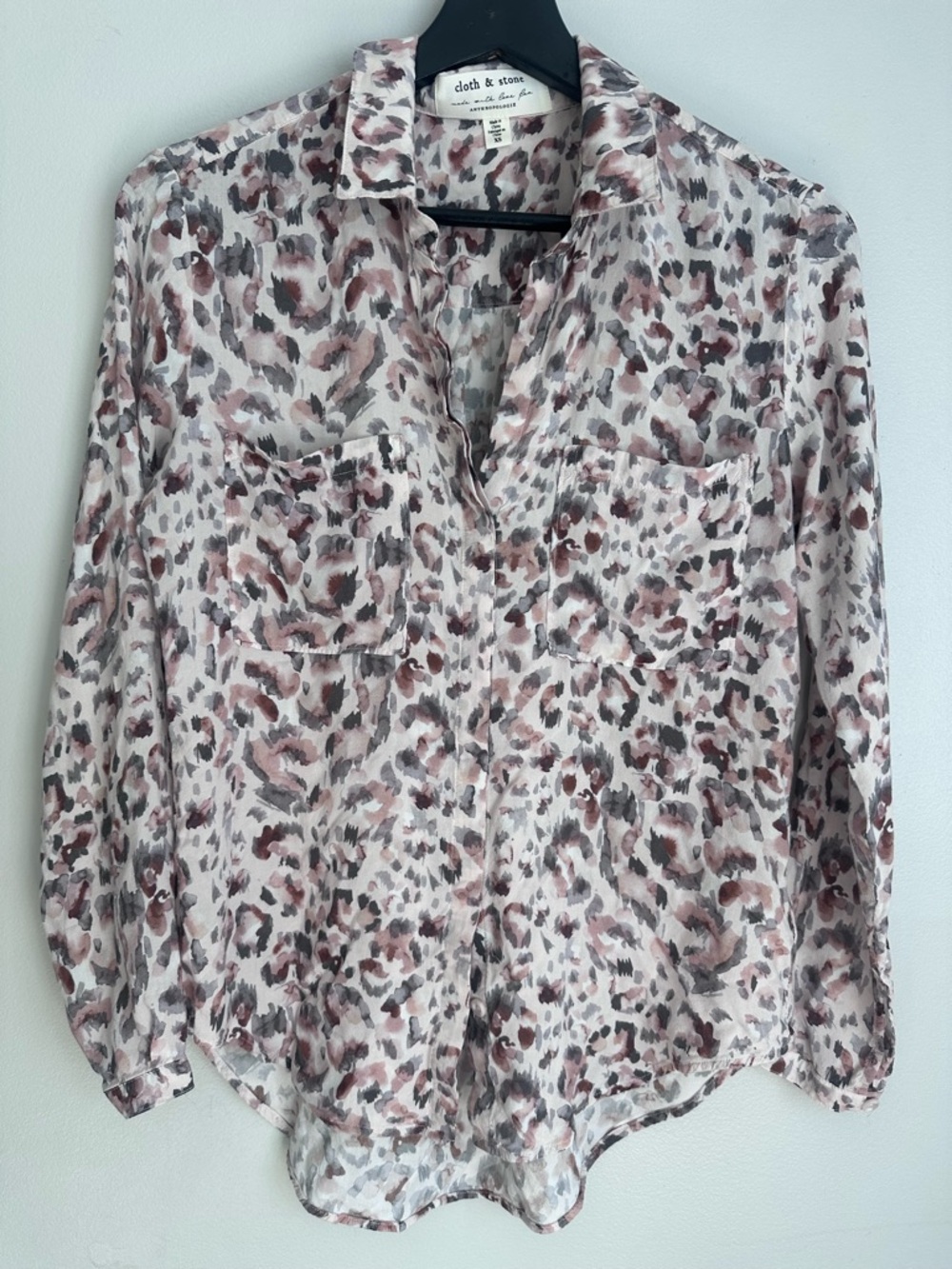 Anthropologie Cloth and Stone Leopard Print Lightweight Button Down, XS